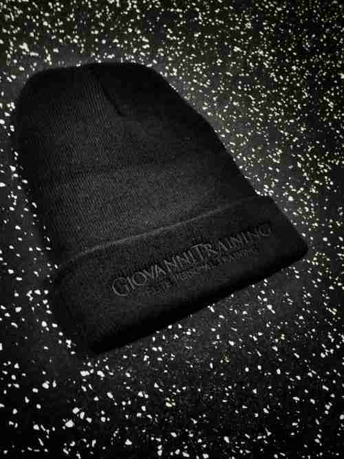 GiovanniTraining Beanie Black On Black Folded