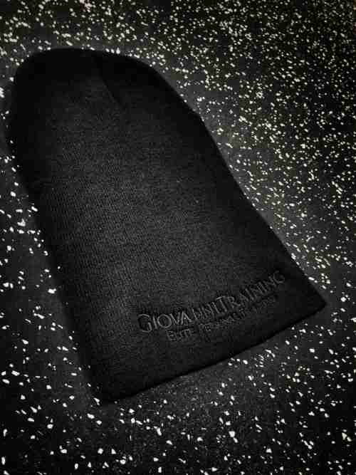 GiovanniTraining Beanie Black On Black Unfolded